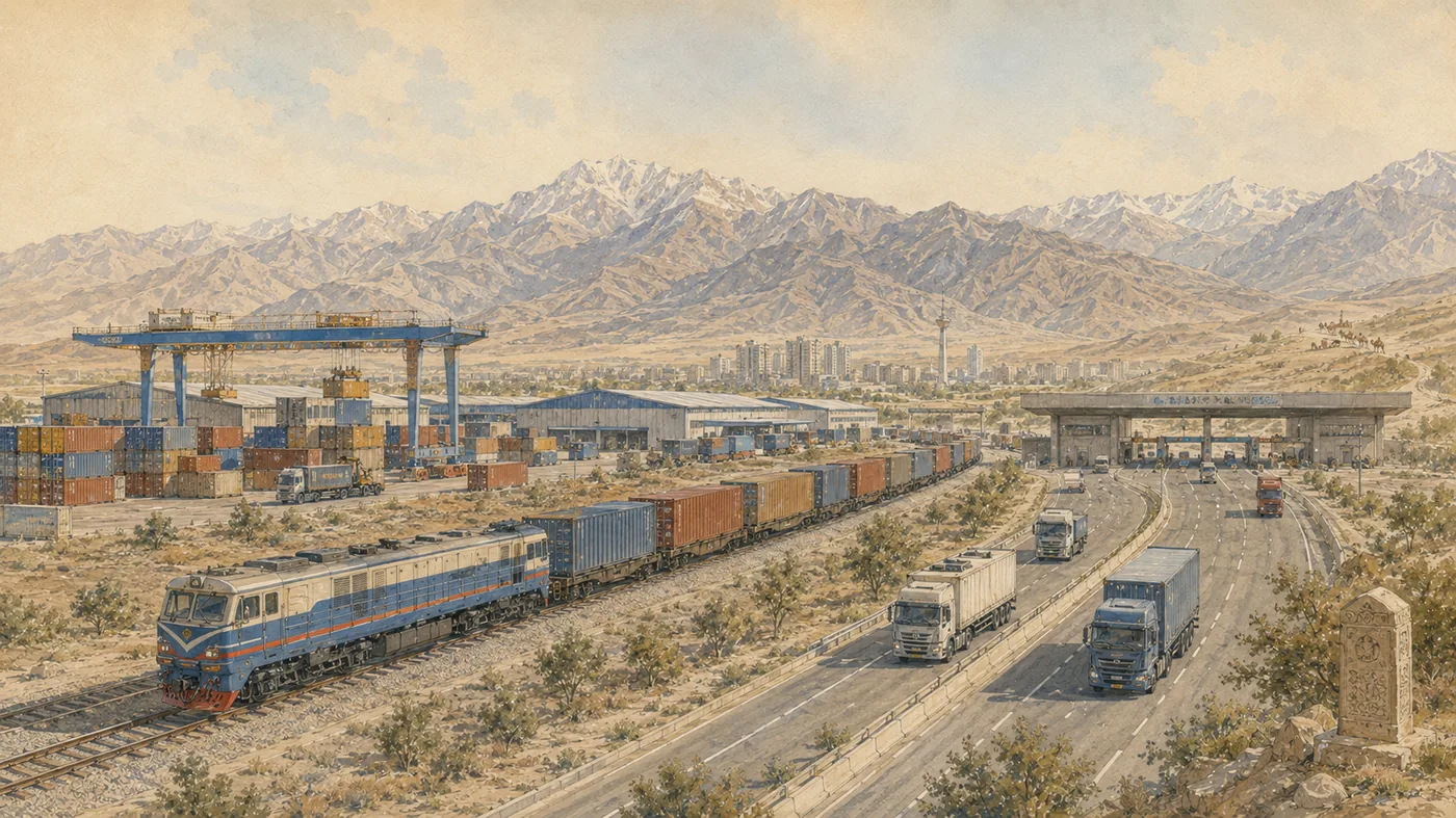 Économie régionale : hubs logistiques, trains de fret, routes modernes et circulation des marchandises.