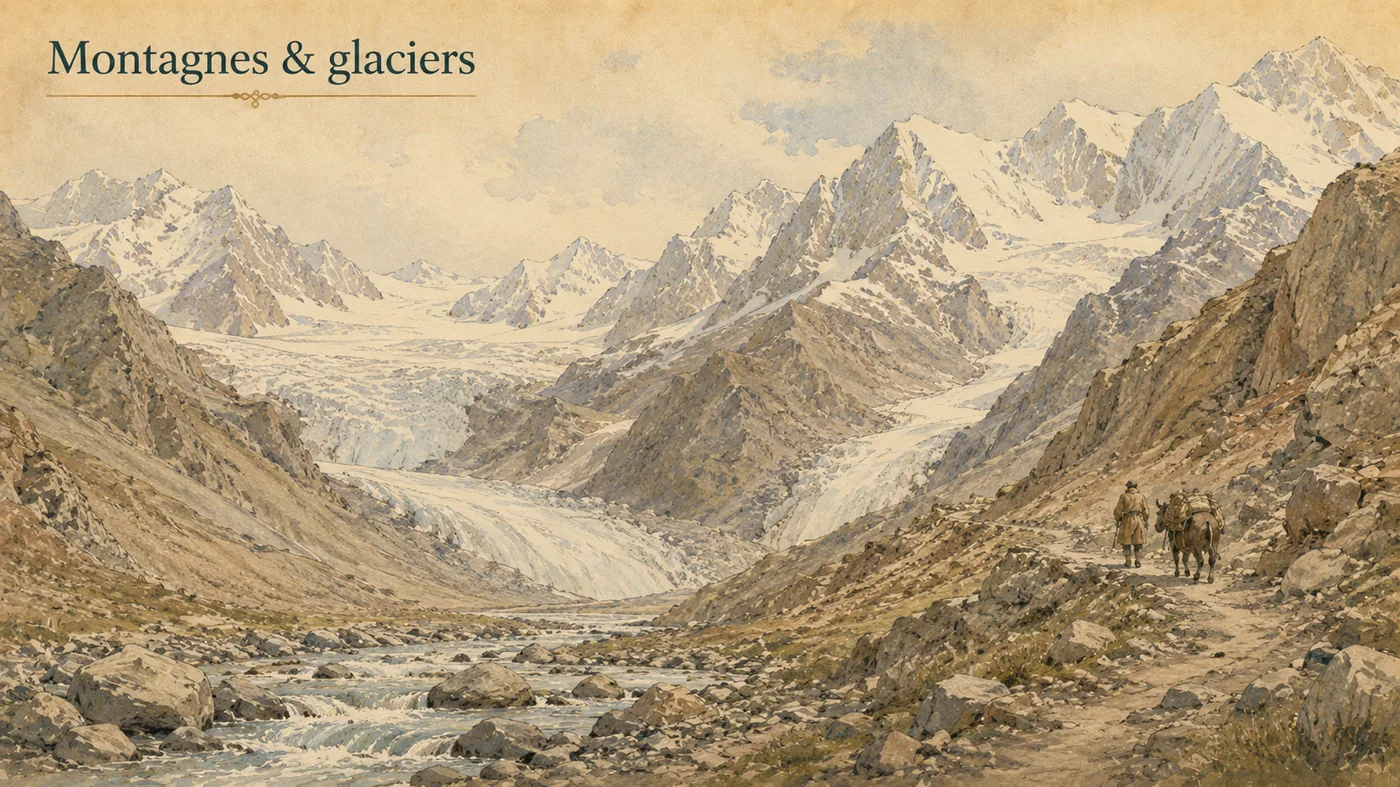 Hautes vallées, glaciers et reliefs : les montagnes structurent l'espace centrasiatique.
